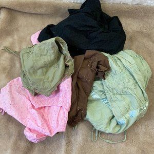 Colorful Lace eyelet mixed lot fabric great for crafts upcycle recycle projects